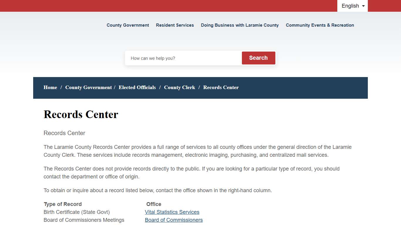 Records Center - Laramie County, Wyoming